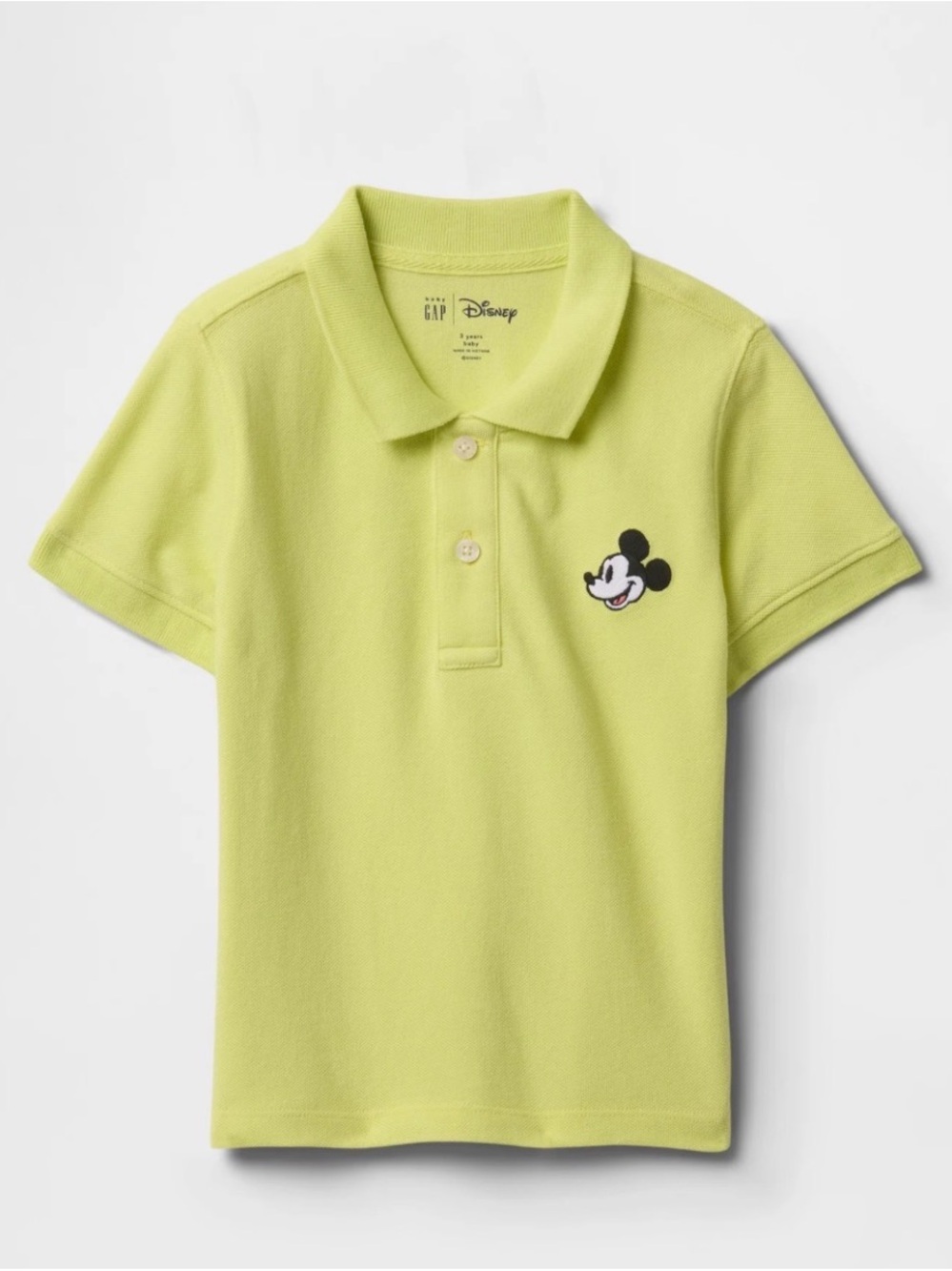 GAP Disney  boys Lime Green Polo with Mickey Mouse Embroidery new sz 2,3,4 years